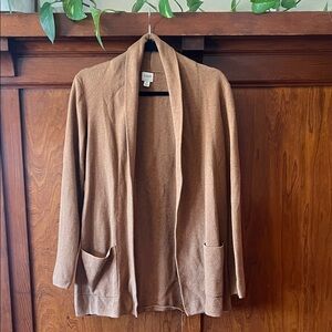 J. Crew Tan Open-Front Cardigan Sweater